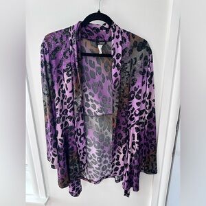 Purple Leopard Print Women's Cardigan
